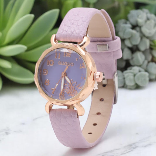 Bee Printed Dial Analog Watch for Women - Purple