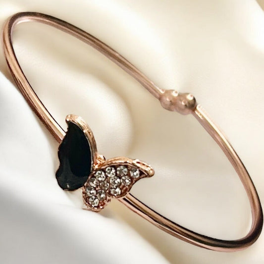 Rose Gold Finish American Diamond Stone Free Size Bracelet - Type #10