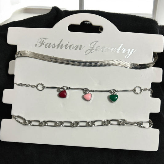 Silver Plated Adjustable Tiny Heart Fancy Bracelet