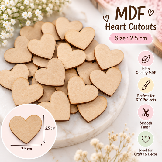 Heart MDF Base - Round (Pack of 5pcs)
