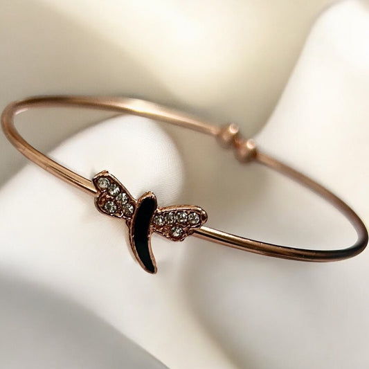Rose Gold Finish American Diamond Stone Free Size Bracelet - Type #8