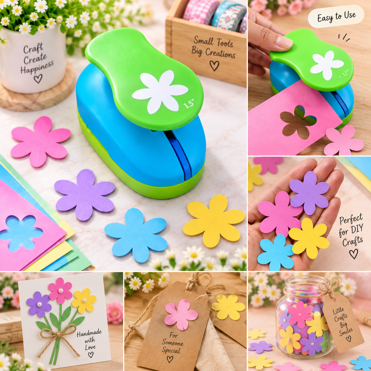 Six Petals Foam Flower Craft Punch for DIY Crafts - Size 1.5 inch