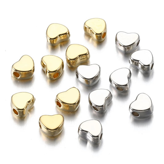 Premium Heart Spacer Metal Beads 5Pcs