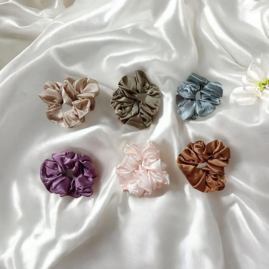 Pastel Color Satin Fabric Scrunchies - Type 2